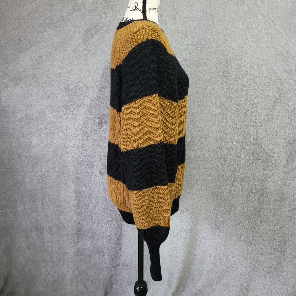 Who What Wear orange & black chunky striped sweater boxy oversized cozy grunge‎ - Picture 4 of 13